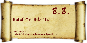 Bohár Béla névjegykártya