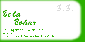 bela bohar business card
