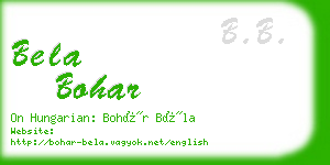 bela bohar business card